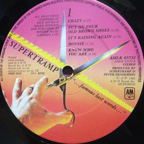Supertramp : "...Famous Last Words..." (LP, Album)