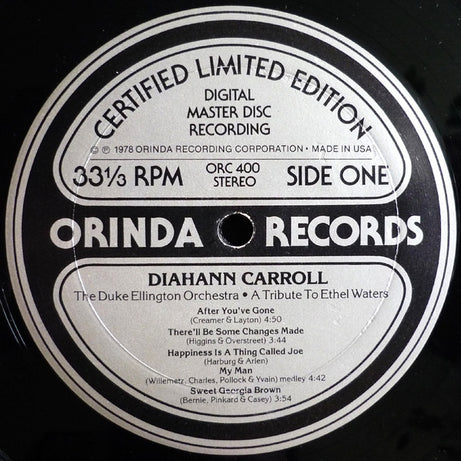 Diahann Carroll With The Duke Ellington Orchestra Under The Direction Of Mercer Ellington : A Tribute To Ethel Waters (LP, Ltd, Num, Emb)
