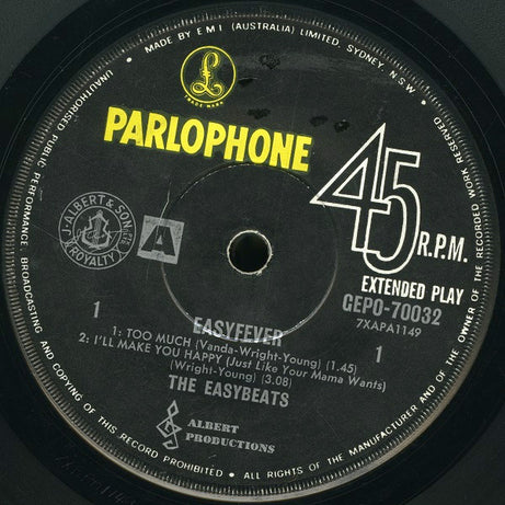 The Easybeats : Easyfever (7", EP, Mono)