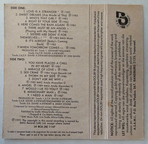 Eurythmics : Greatest Hits (Cass, Comp)