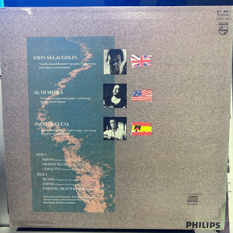John McLaughlin - Al Di Meola - Paco De Lucía : Passion, Grace & Fire (LP, Album)