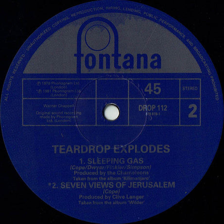 The Teardrop Explodes : Serious Danger (12", Single)