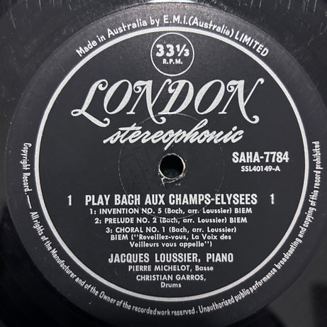 Jacques Loussier : Play Bach Aux Champs-Élysées (2xLP, Album)