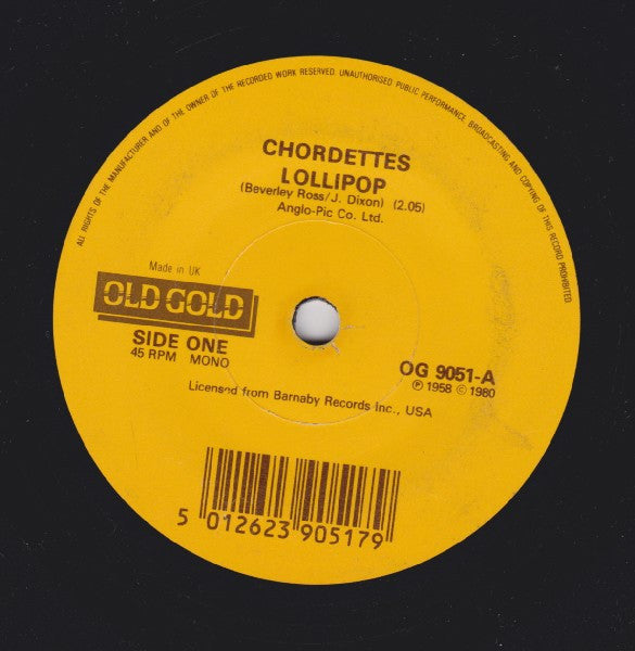 The Chordettes / Gogi Grant : Lollipop / The Wayward Wind (7", Mono)