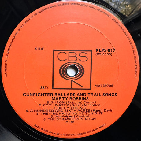 Marty Robbins : Gunfighter Ballads And Trail Songs (LP, Album, RP)