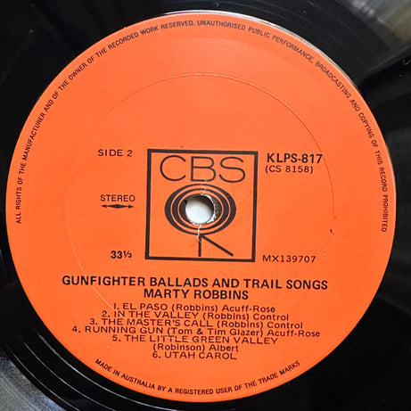 Marty Robbins : Gunfighter Ballads And Trail Songs (LP, Album, RP)