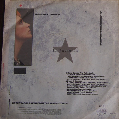 Eurythmics : Here Comes The Rain Again (7", Single)