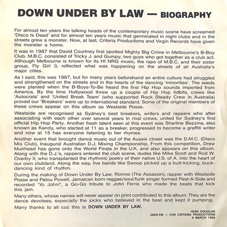Various : Down Under By Law (LP, Comp)