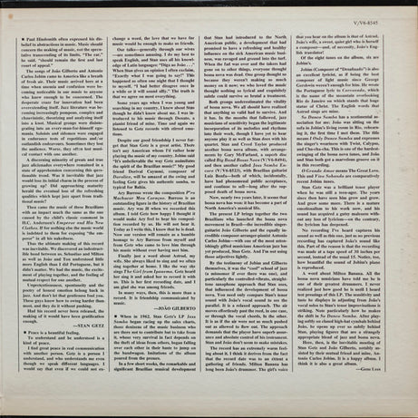 Stan Getz / João Gilberto Featuring Antonio Carlos Jobim : Getz / Gilberto (LP, Album, Mono, MGM)