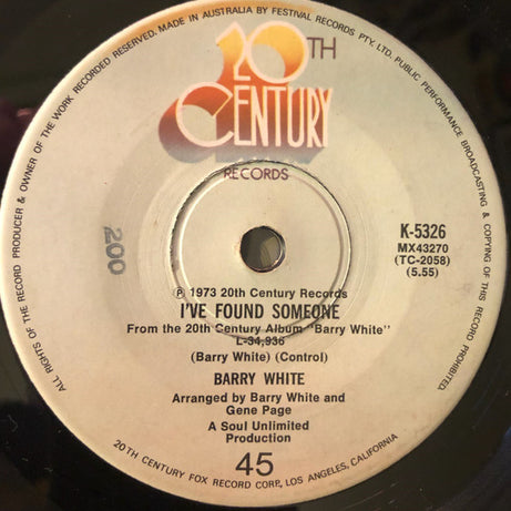 Barry White : Never, Never Gonna Give Ya Up (7", Single)