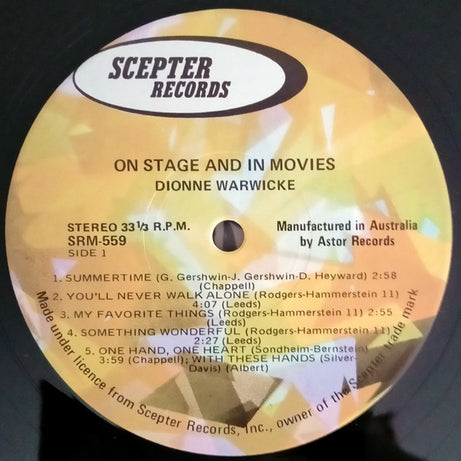Dionne Warwick : On Stage And In The Movies (LP, RE)