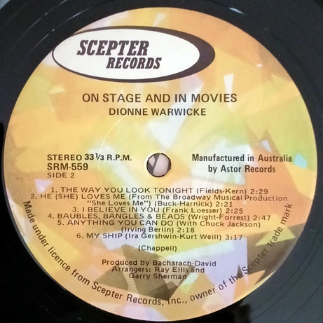 Dionne Warwick : On Stage And In The Movies (LP, RE)