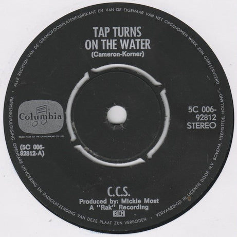CCS : Tap Turns On The Water (7", Single, Ora)