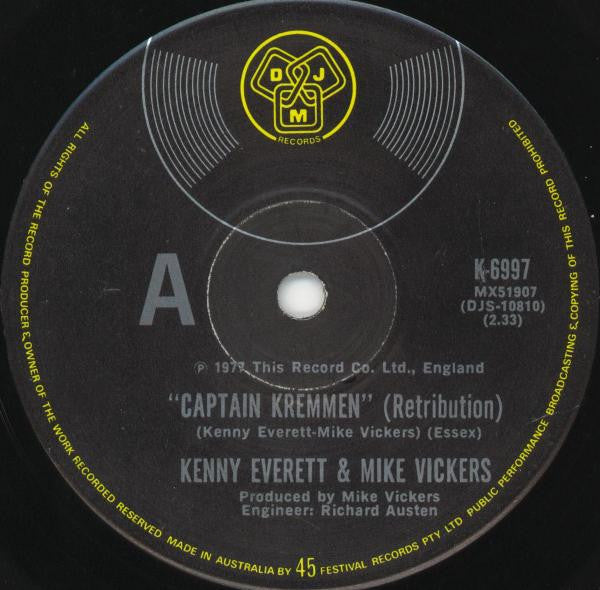 Kenny Everett & Mike Vickers : Captain Kremmen (7")