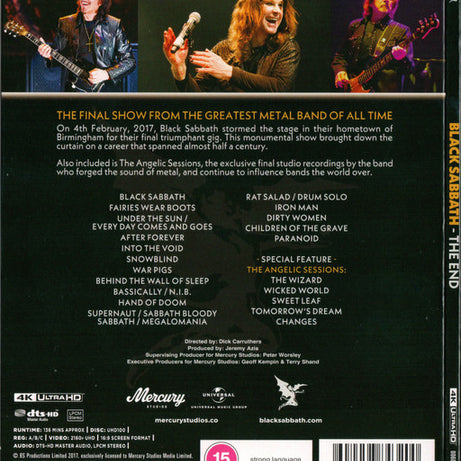 Black Sabbath : The End (4 February 2017 Birmingham) (Ultra HD Blu-ray, 4K, Multichannel, RE, DTS)