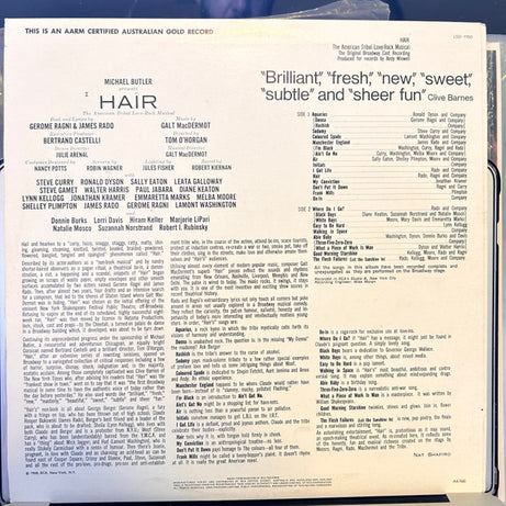 Various : Hair - The American Tribal Love-Rock Musical (The Original Broadway Cast Recording) (LP, Album, RE, Ora)