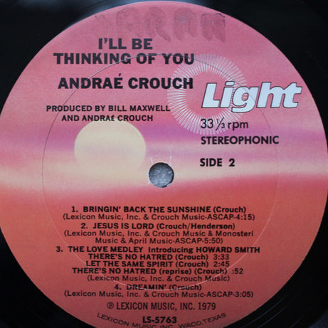 Andraé Crouch : I'll Be Thinking Of You (LP, Album)