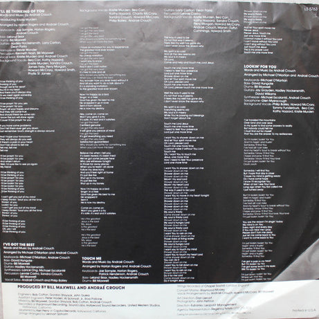 Andraé Crouch : I'll Be Thinking Of You (LP, Album)