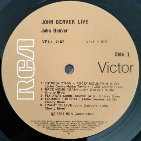 John Denver : Live At The Sydney Opera House (LP, Album, RE)