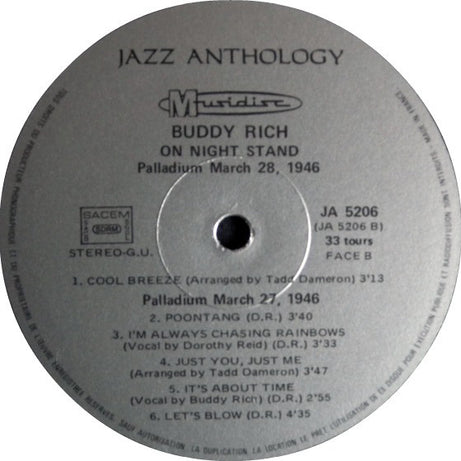 Buddy Rich : One Night Stand - 1946 - Live Sessions At The Palladium, Hollywood (LP)