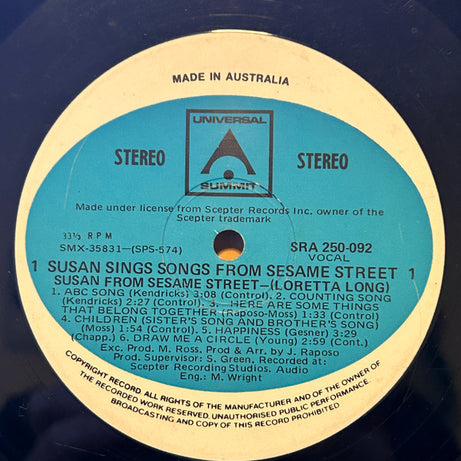 Susan Robinson With The Children's Chorus (2) : Susan Sings Songs From Sesame Street (LP, Album)