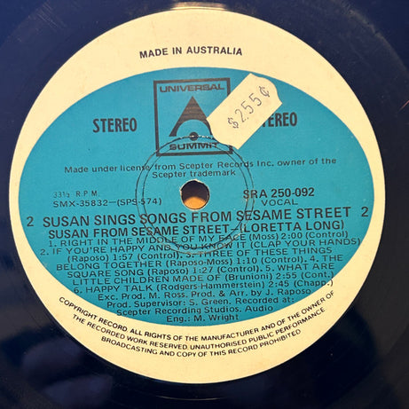 Susan Robinson With The Children's Chorus (2) : Susan Sings Songs From Sesame Street (LP, Album)