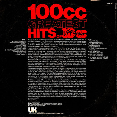 10cc : 100cc: Greatest Hits Of 10cc (LP, Comp)