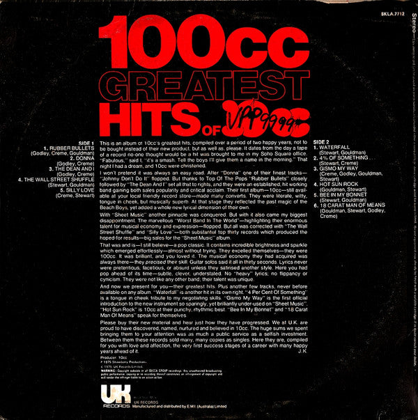 10cc : 100cc: Greatest Hits Of 10cc (LP, Comp)