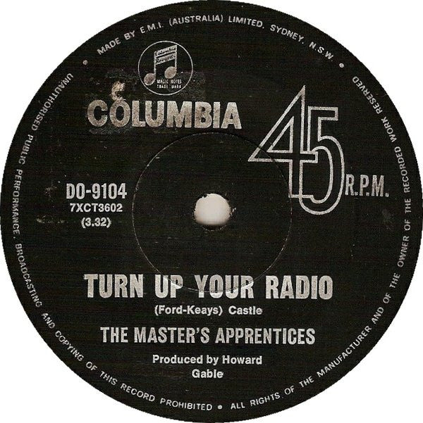 The Master's Apprentices : Turn Up Your Radio (7", Single)