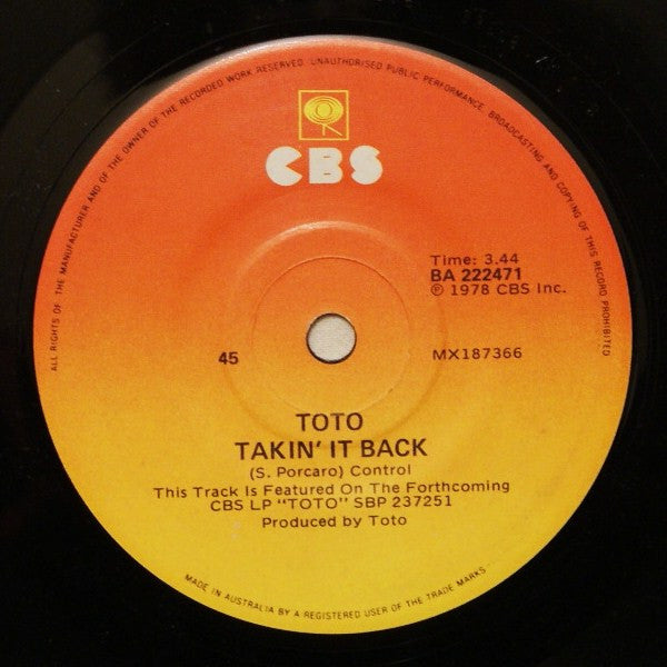 Toto : Hold The Line (7", Single)