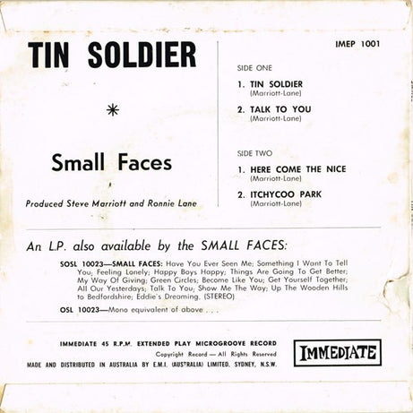 Small Faces : Tin Soldier (7", EP)