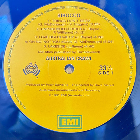 Australian Crawl : Sirocco (LP, Album, RE, Gat)