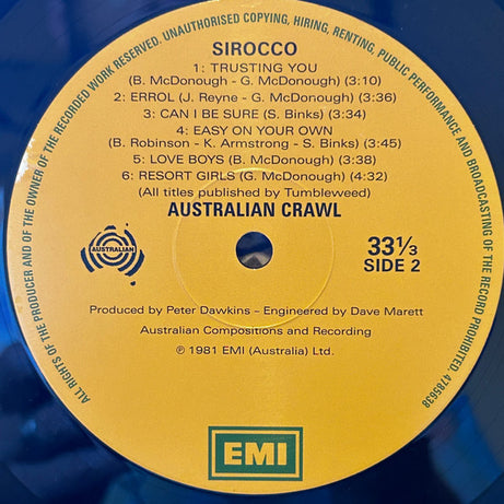 Australian Crawl : Sirocco (LP, Album, RE, Gat)