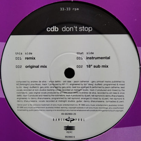 CDB : Don't Stop (12")