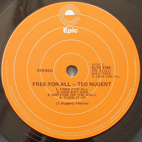 Ted Nugent : Free-For-All (LP, Album, Gat)