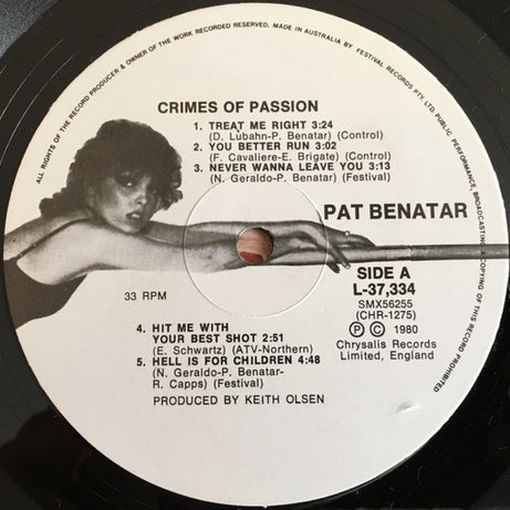 Pat Benatar : Crimes Of Passion (LP, Album)