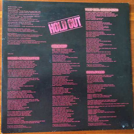 Jackson Browne : Hold Out (LP, Album)