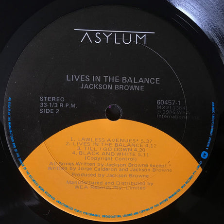 Jackson Browne : Lives In The Balance (LP, Album)