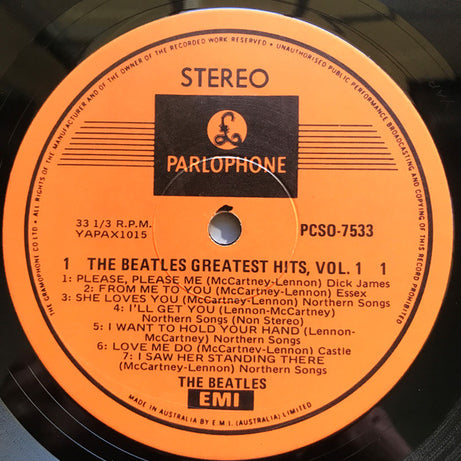 The Beatles : Greatest Hits Volume 1 (LP, Comp, RE, ora)