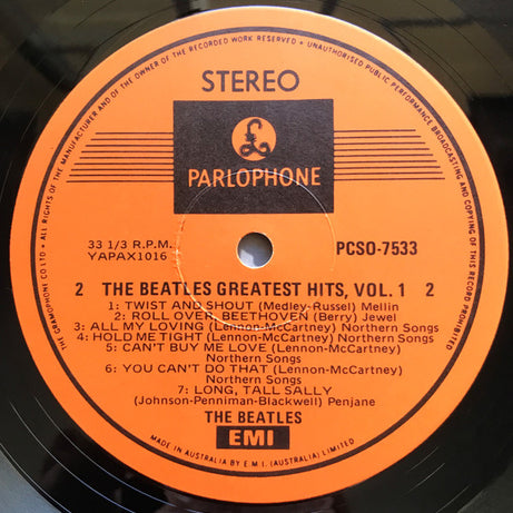 The Beatles : Greatest Hits Volume 1 (LP, Comp, RE, ora)
