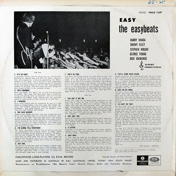 The Easybeats : Easy (LP, Album, Mono)