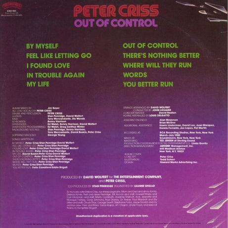 Peter Criss : Out Of Control (LP, Album)