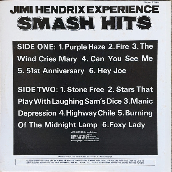 The Jimi Hendrix Experience : Smash Hits (LP, Comp, RE)