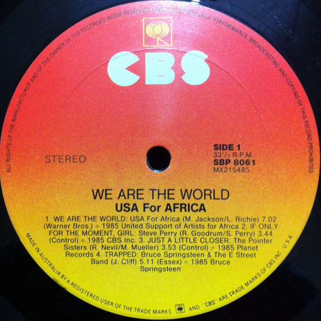 USA For Africa : We Are The World (LP, Album, Gat)