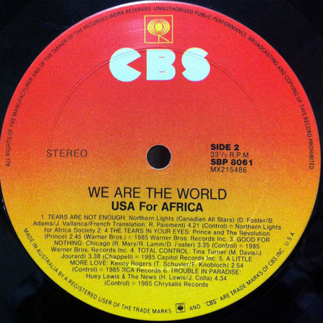 USA For Africa : We Are The World (LP, Album, Gat)