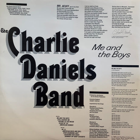 The Charlie Daniels Band : Me And The Boys (LP, Album)