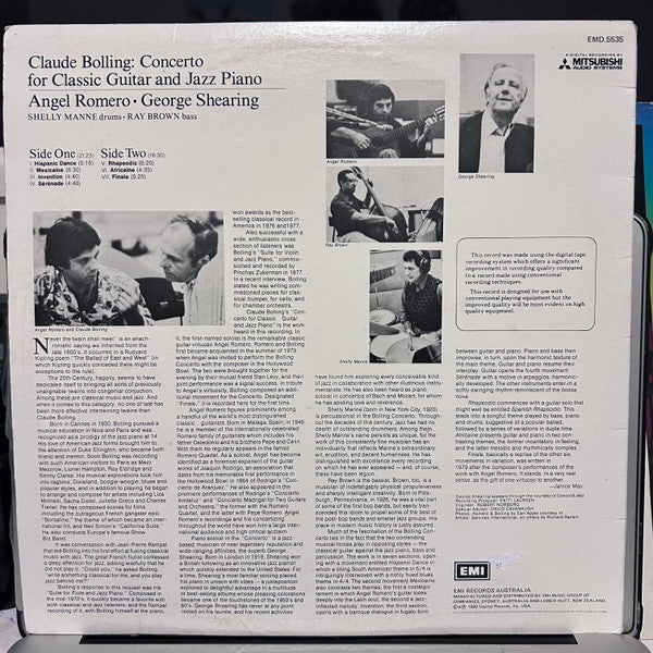 Claude Bolling, Angel Romero (2) · George Shearing, Shelly Manne · Ray Brown : Concerto For Classic Guitar And Jazz Piano (LP, Album)