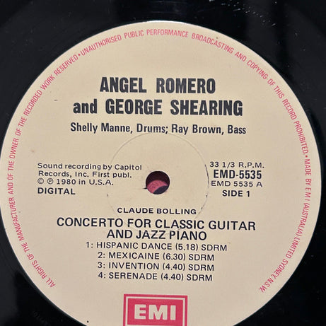 Claude Bolling, Angel Romero (2) · George Shearing, Shelly Manne · Ray Brown : Concerto For Classic Guitar And Jazz Piano (LP, Album)