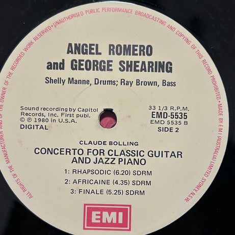 Claude Bolling, Angel Romero (2) · George Shearing, Shelly Manne · Ray Brown : Concerto For Classic Guitar And Jazz Piano (LP, Album)
