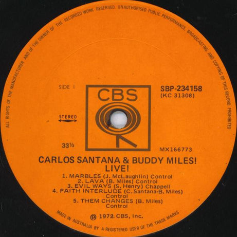 Carlos Santana & Buddy Miles : Carlos Santana And Buddy Miles! Live! (LP, Album)